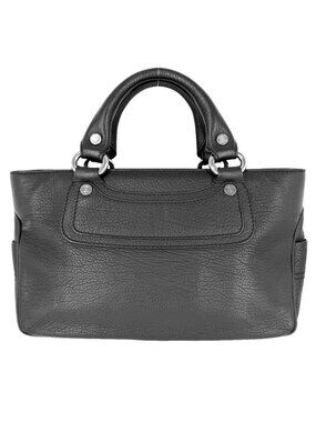 Celine Handbag Macadam Boogie Tote Leather Black Silver Vintage